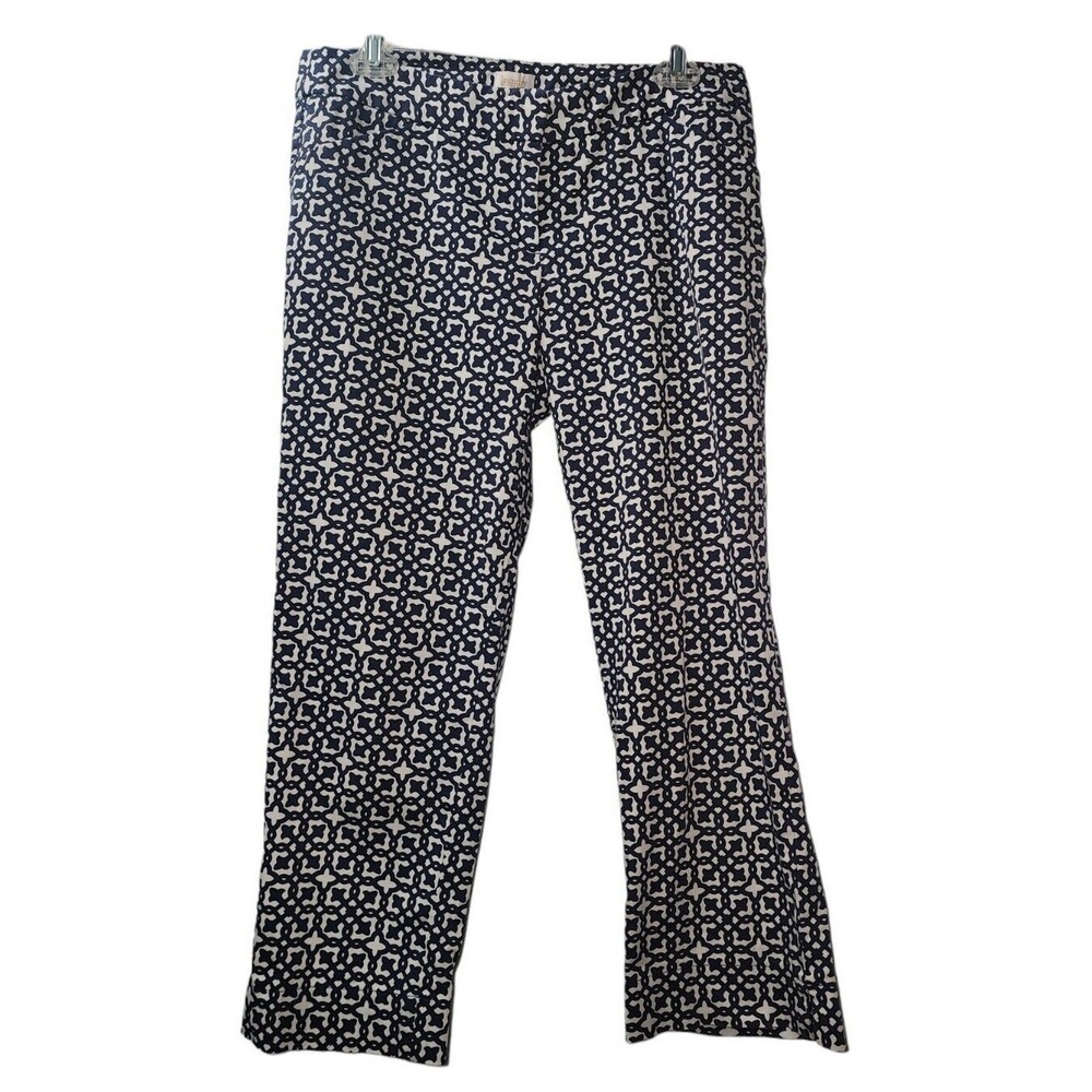 Laundry by Shelli Segal Geometric  Pants Career Casual Stretch Blue White Size 8
